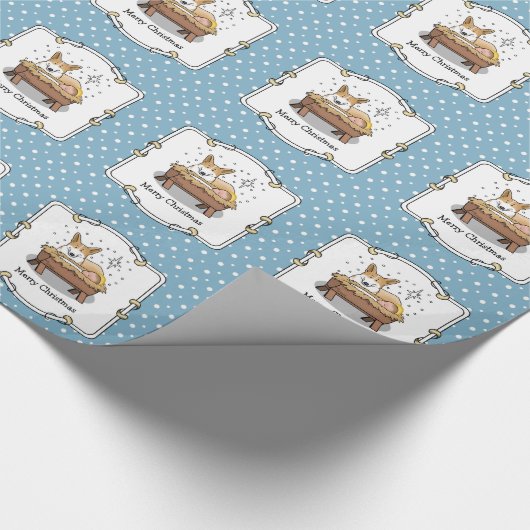 kerstfeest Pembroke Welsh Corgi (red1) Fun Cadeaupapier (Hoek)