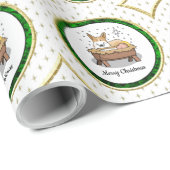 kerstfeest Pembroke Welsh Corgi (red1) Fun Cadeaupapier (Rol Hoek)