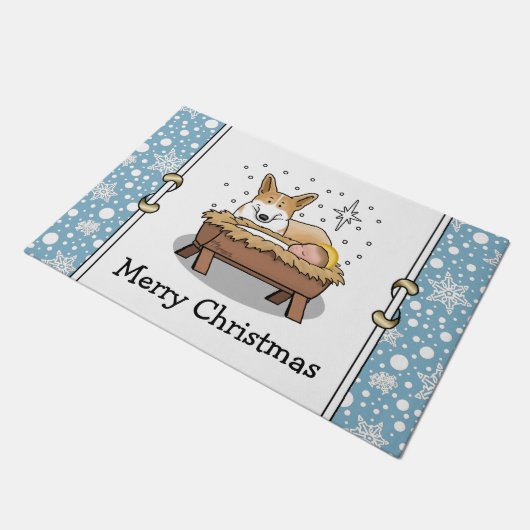 kerstfeest Pembroke Welsh Corgi (red1) Fun Deurmat (Schuin)