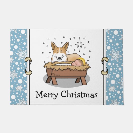 kerstfeest Pembroke Welsh Corgi (red1) Fun Deurmat (Voorkant)