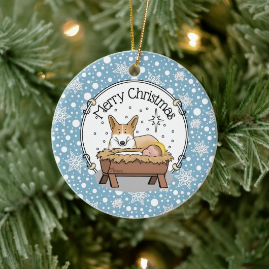 kerstfeest Pembroke Welsh Corgi (red1) Fun Keramisch Ornament (Boom)