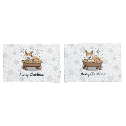 kerstfeest Pembroke Welsh Corgi (red1) Fun Kussensloop (Voorkant-Set)