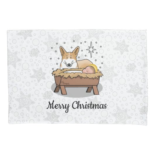 kerstfeest Pembroke Welsh Corgi (red1) Fun Kussensloop (Voorkant-Links)