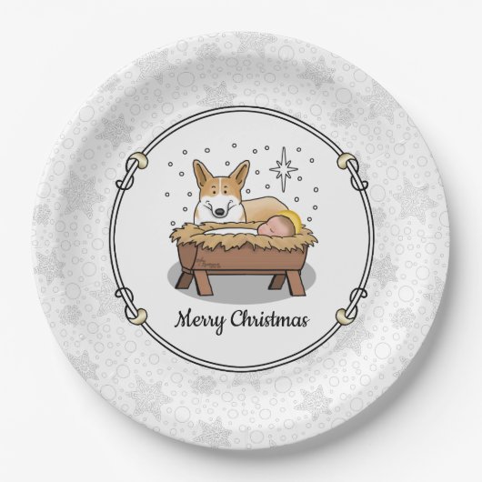 kerstfeest Pembroke Welsh Corgi (red1) Fun Papieren Bordje (Voorkant)