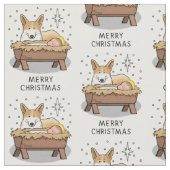 kerstfeest Pembroke Welsh Corgi (red1) Fun Stof (Close Up)