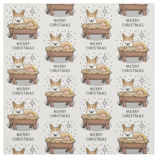 kerstfeest Pembroke Welsh Corgi (red1) Fun Stof (Swatch)
