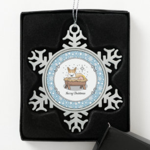 kerstfeest Pembroke Welsh Corgi (red1) Fun Tin Sneeuwvlok Ornament