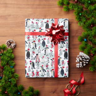 KERSTFEEST PENGUIN PARTY CADEAUPAPIER
