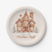 Kerstfeest peperkoek huis gepersonaliseerd papieren bordje (Voorkant)