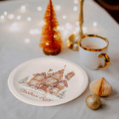 Kerstfeest peperkoek huis gepersonaliseerd papieren bordje