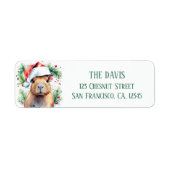 Kerstfeest Pet Capybara - Retouradres Etiket (Voorkant)