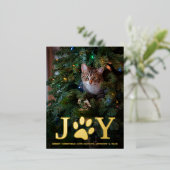 kerstfeest | Pet Photo Real Folie Folie Feestdagen Briefkaart (Staand Voorkant)