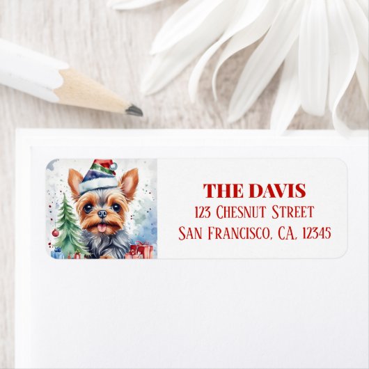 Kerstfeest Pet Yorkshire Etiket (Insitu)