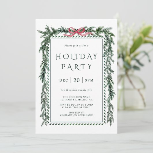 Kerstfeest Pine Garland Kaart (Staand voorkant)