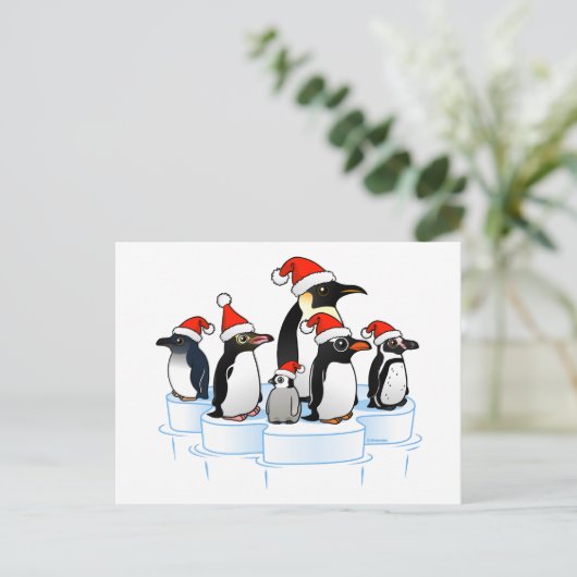 Kerstfeest Pinguïn Feestdagenkaart (Staand voorkant)