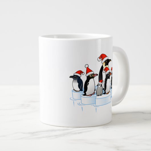 Kerstfeest Pinguïn Grote Koffiekop (Voorkant rechts)