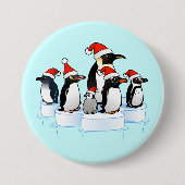 Kerstfeest Pinguïn Ronde Button 7,6 Cm (Voorkant)
