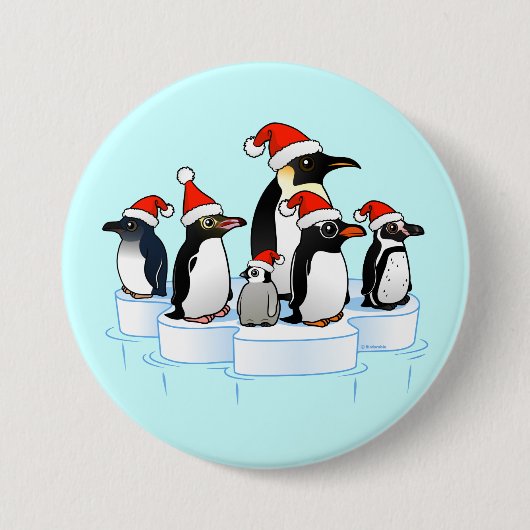 Kerstfeest Pinguïn Ronde Button 7,6 Cm (Voorkant)