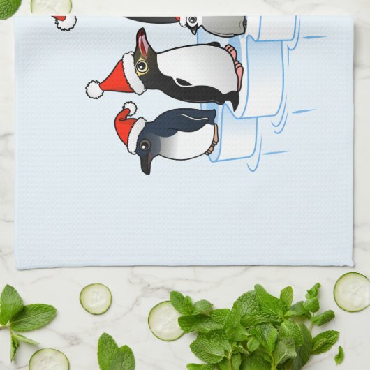 Kerstfeest Pinguïn Theedoek (Gevouwen)