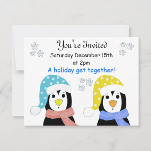 Kerstfeest Pinguïn Uitnodigingen