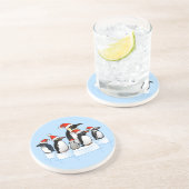 Kerstfeest Pinguïn Zandsteen Onderzetter (Zijkant)