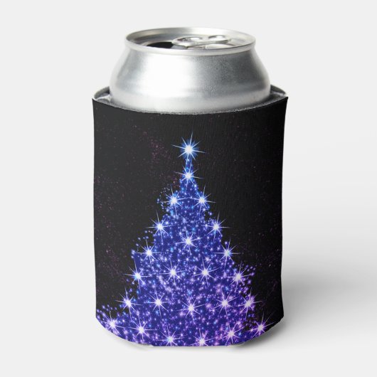 Kerstfeest Pink Blauwe Boom Winter Zwart Rustiek Blikjeskoeler (Blikje Voorkant)