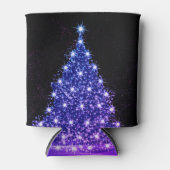 Kerstfeest Pink Blauwe Boom Winter Zwart Rustiek Blikjeskoeler (Voorkant)
