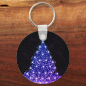 Kerstfeest Pink Blauwe Boom Winter Zwart Rustiek Sleutelhanger (Voorkant)