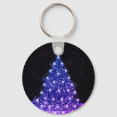 Kerstfeest Pink Blauwe Boom Winter Zwart Rustiek Sleutelhanger (Achterkant)