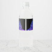 Kerstfeest Pink Blauwe Boom Winter Zwart Rustiek Waterfles Etiket (Achterkant)