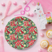 Kerstfeest Poinsettia Bloemen Papieren Bordje (Feest)