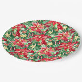 Kerstfeest Poinsettia Bloemen Papieren Bordje (Gekanteld)
