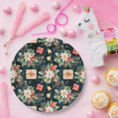 Kerstfeest Poinsettia Bloemen Papieren Bordje (Feest)