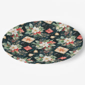 Kerstfeest Poinsettia Bloemen Papieren Bordje (Gekanteld)