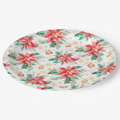 Kerstfeest Poinsettia Bloemen Papieren Bordje (Gekanteld)