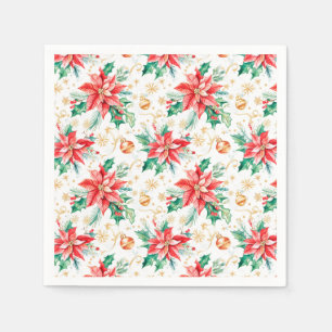 Kerstfeest Poinsettia Bloemen Servet