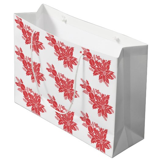  kerstfeest Poinsettia Large Cadeautasje (Voorkant Gekanteld)