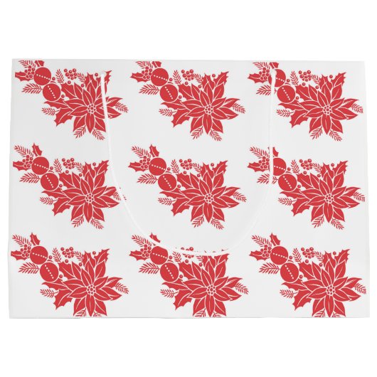  kerstfeest Poinsettia Large Cadeautasje (Achterkant)