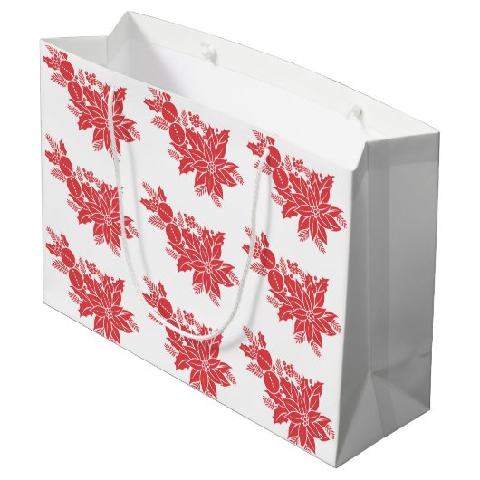  kerstfeest Poinsettia Large Cadeautasje (Achterkant Gekanteld)
