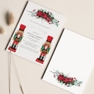 Kerstfeest Poinsettia Speelgoed Notenkraker Zilver Folie Uitnodiging