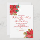 Kerstfeest Poinsettia Uitnodiging (Voorkant)