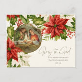 Kerstfeest Poinsettias Vrolijk Kerstfeest Briefkaart (Voorkant)