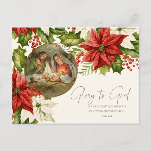 Kerstfeest Poinsettias Vrolijk Kerstfeest Briefkaart (Voorkant)