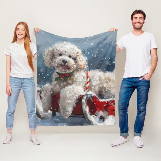 Kerstfeest Poodelhond Fleece Deken (In situ)