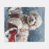 Kerstfeest Poodelhond Fleece Deken (Voorkant (Horizontaal))