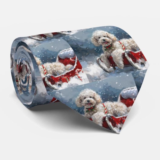 Kerstfeest Poodelhond Stropdas (Opgerold)