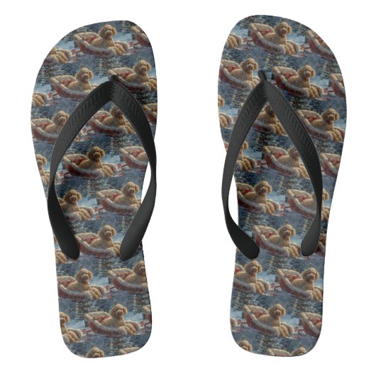 Kerstfeest Poodelhond Teenslippers (Voetbed)