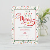 Kerstfeest Potluck met lekkere hapjes en drankjes Kaart (Staand voorkant)