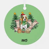 Kerstfeest Puppy Metalen Ornament (Achterkant)