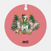 Kerstfeest Puppy Metalen Ornament (Voorkant)